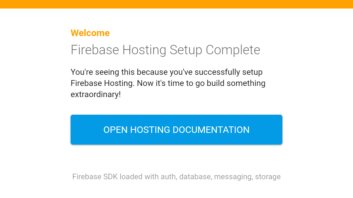 Firebaseホスティングのプロジェクトがデプロイされたデフォルトのトップページ