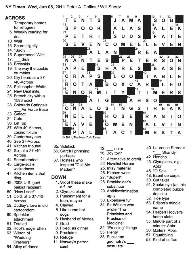 The New York Times Crossword in Gothic 06.08.11 — Craps!
