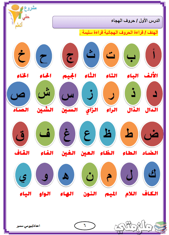 مذكرة تأسيس اللغة العربية للاطفال (قراءة وكتابة واملاء) ملزمتي