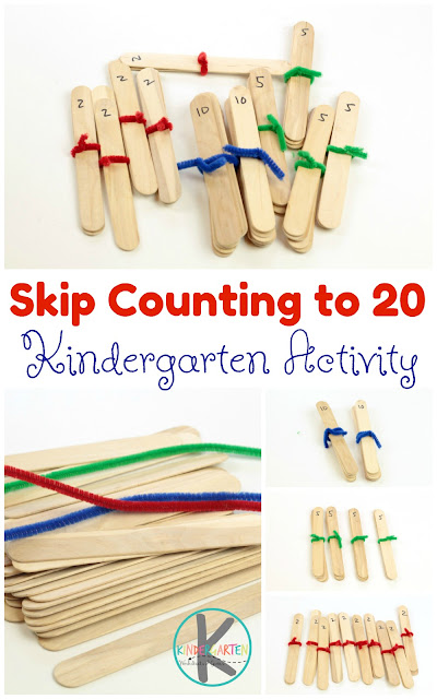 You can teach kids to skip count with this fun skip counting hands on activities for kindergarten, pre-k, and first grade students. This visual skip counting activity is a concrete way they can understand what skip counting really means. Use this kindergarten math activity to skip count by 2, skip count by 5, and skip count by 10. 