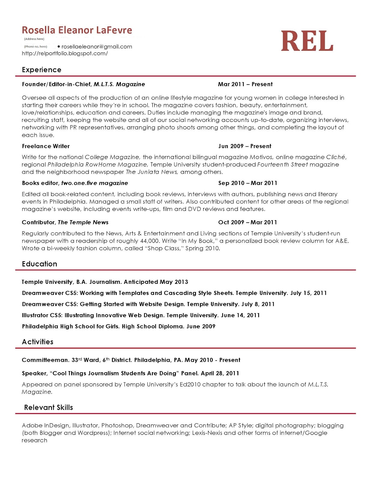 Tv resume objective