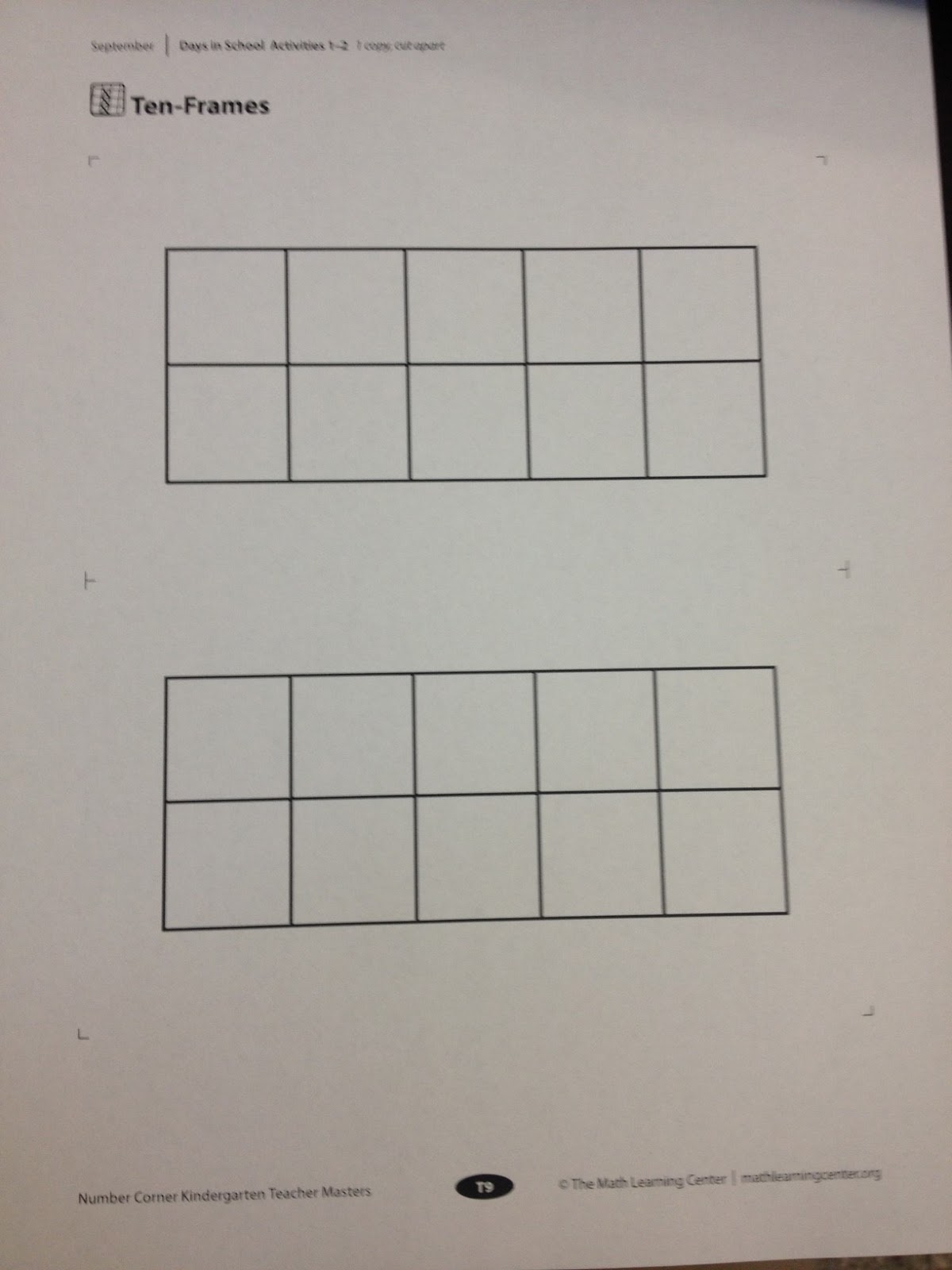 KAPS Elementary Math Kindergarten Number Corner Days in School
