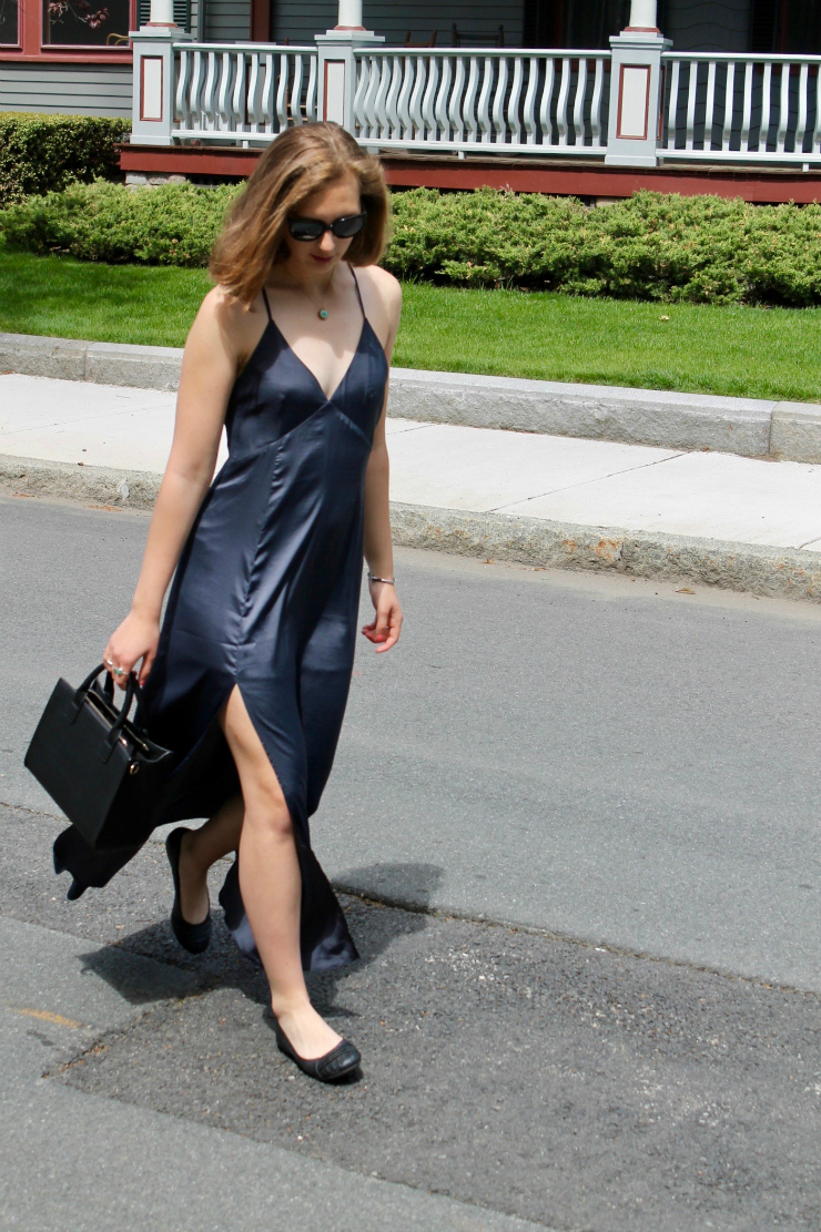 Silk cross back maxi dress with a slit for prom or wedding seasons #ootd