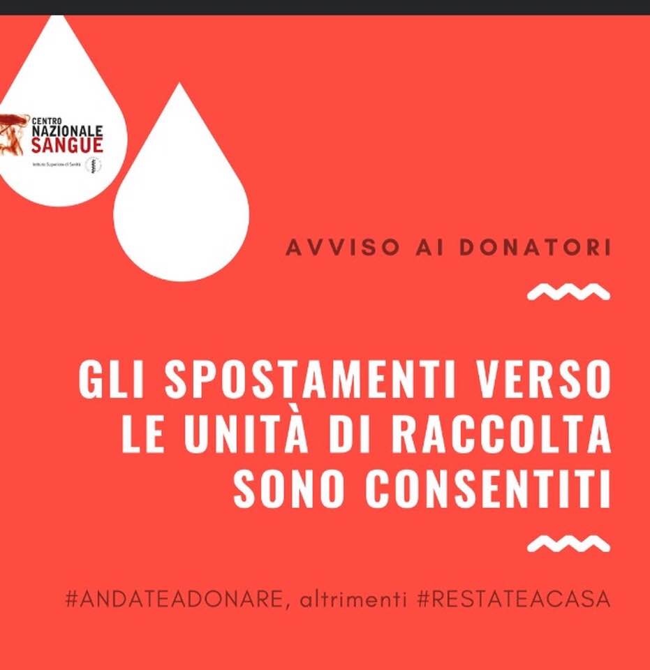 EMERGENZA SANGUE, DONIAMO IL SANGUE