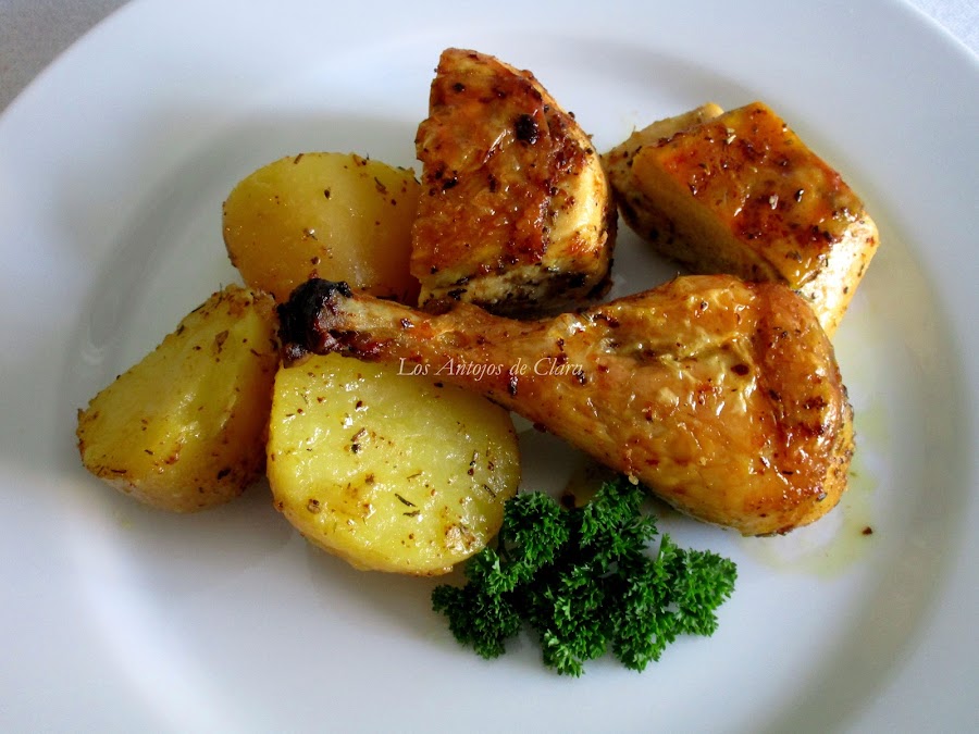 Pollo campero al horno con limón hierbas provenzales