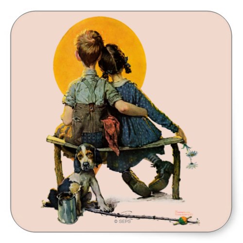 A Boy, a Girl, and a Sunset | Beautiful Romantic Caricature Sticker