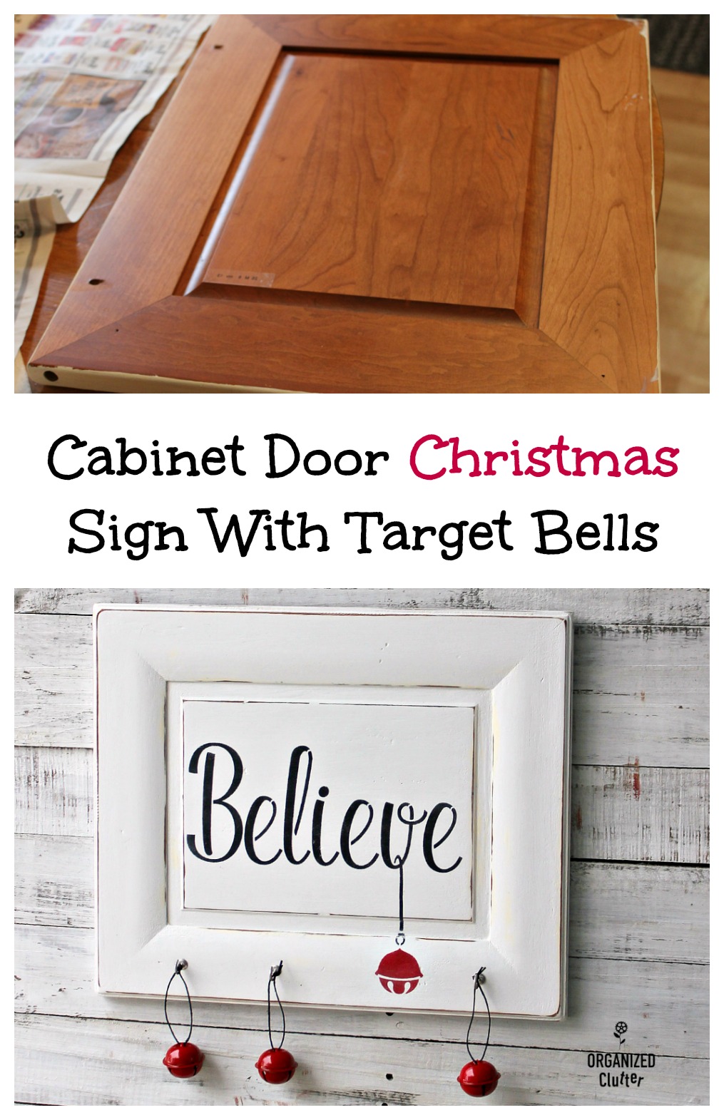 RePurposed Door Christmas Sign with Target Jingle Bells