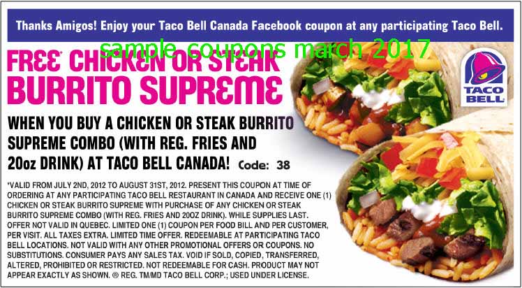 Taco bell online coupons