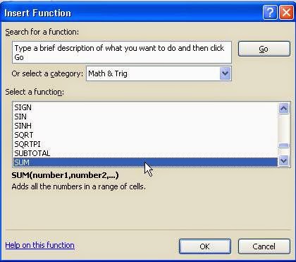 Notes on using Microsoft Excel Functions - How to Use Insert Function Dialog Box in Microsoft Excel