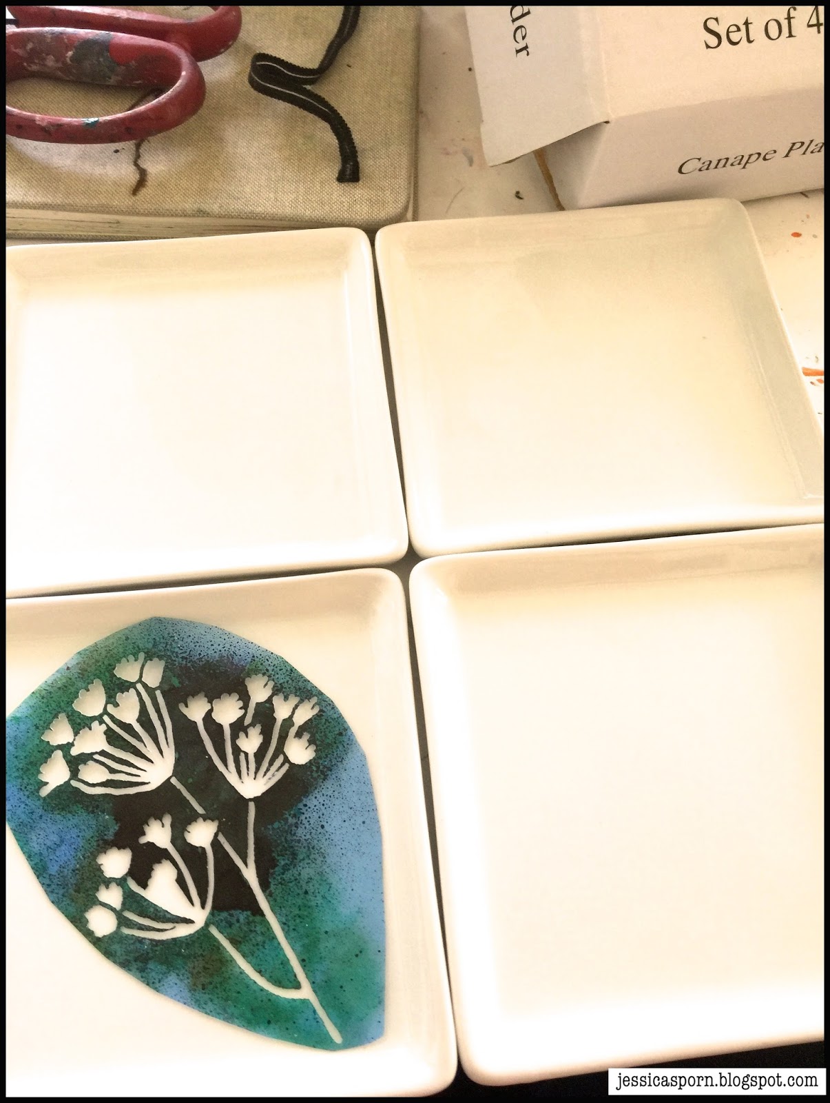 Jessica Sporn Designs Easy DIY Serving Plates with Stencils &Giveaway