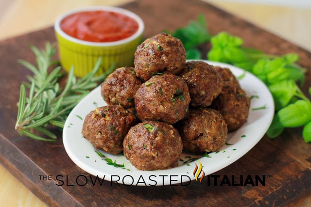 http://www.theslowroasteditalian.com/2013/09/italian-herb-baked-meatballs-recipe.html