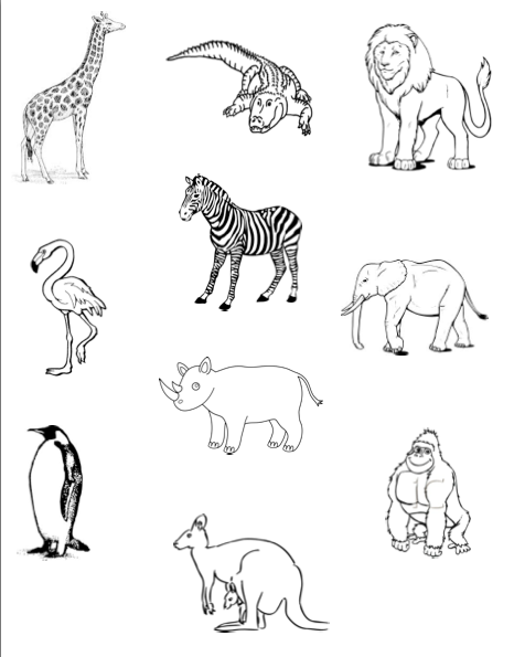 clipart zoo animals black and white - photo #15