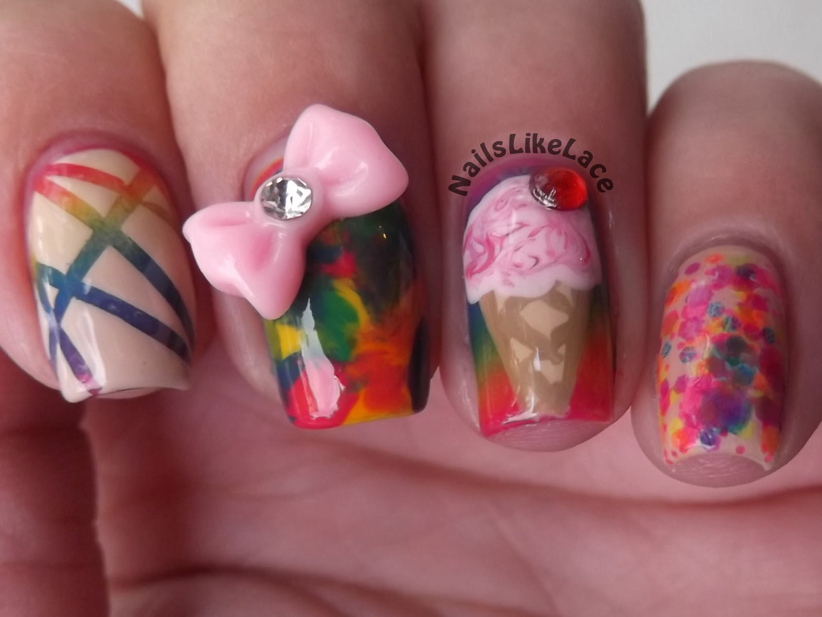 NailsLikeLace: Rainbows and Ice Cream: Skittles Nails - An IG Collaboration