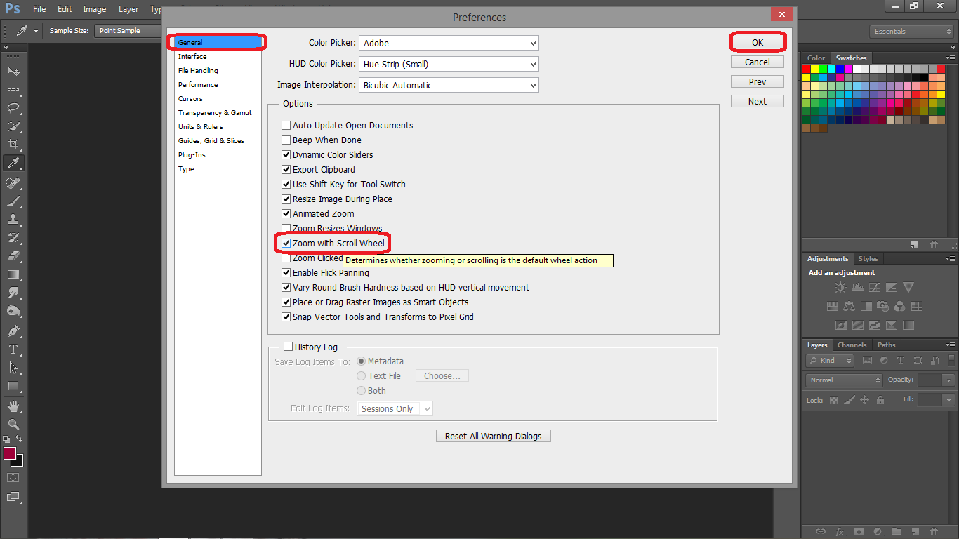 Mengaktifkan Fitur Zoom Out dan Zoom In menggunakan Scroll Mouse Pada CS6 Tutorial