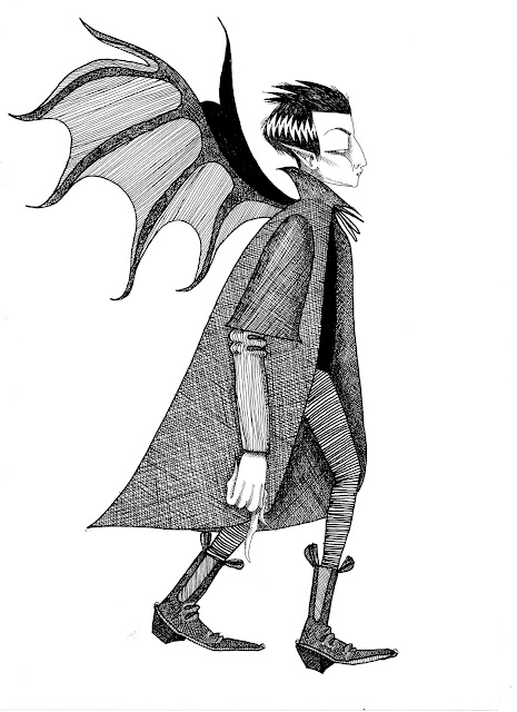Vampire Bat - Inktober 2017 Black and White Ink