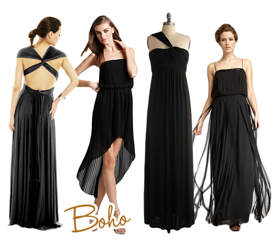 Boho Black Bridesmaids Dresses