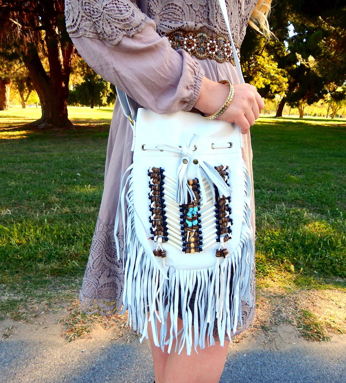 My Favorite White Boho Fringe Bag - Lizzie in Lace