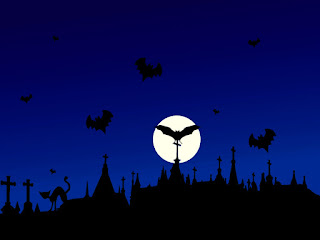 Night Moon Bats Scary Halloween Wallpaper
