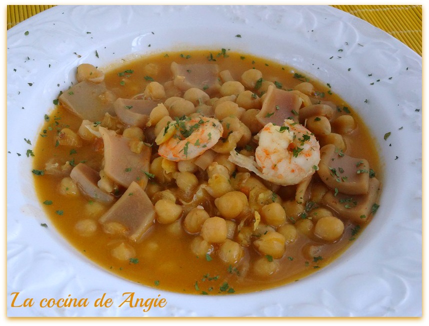 COCINA GARBANZOS CON LANGOSTINOS cocina garbanzos con langostinos: