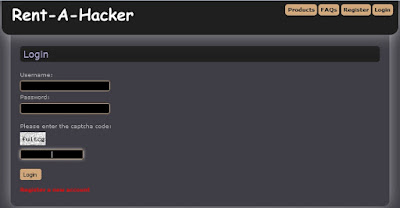 tampilan halaman login situs rent-a-hacker