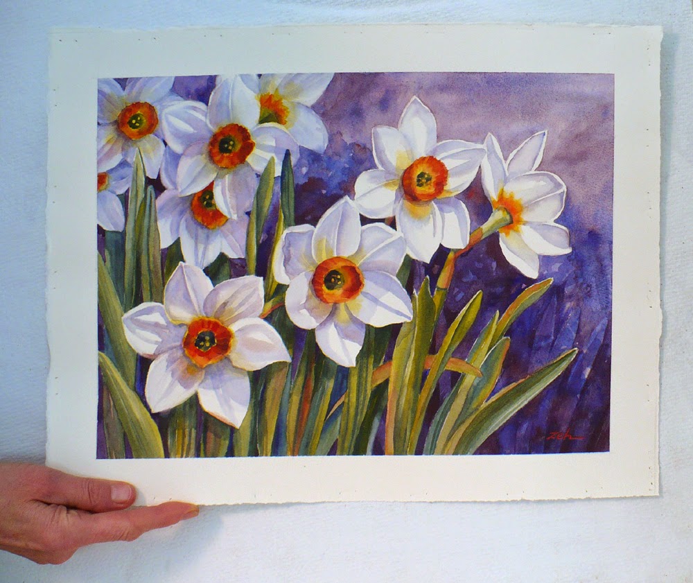 Narcissus Flowers watercolor unframed
