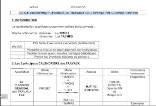 planning travaux d'une opération de construction 