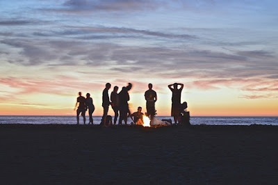 summer campfire on the beach