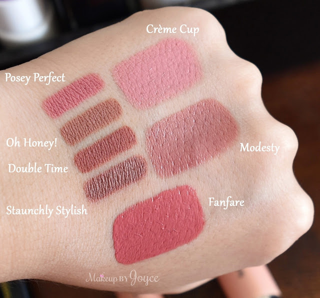 MAC Creme Cup Modesty Fanfare Cremesheen Lipstick Swatches