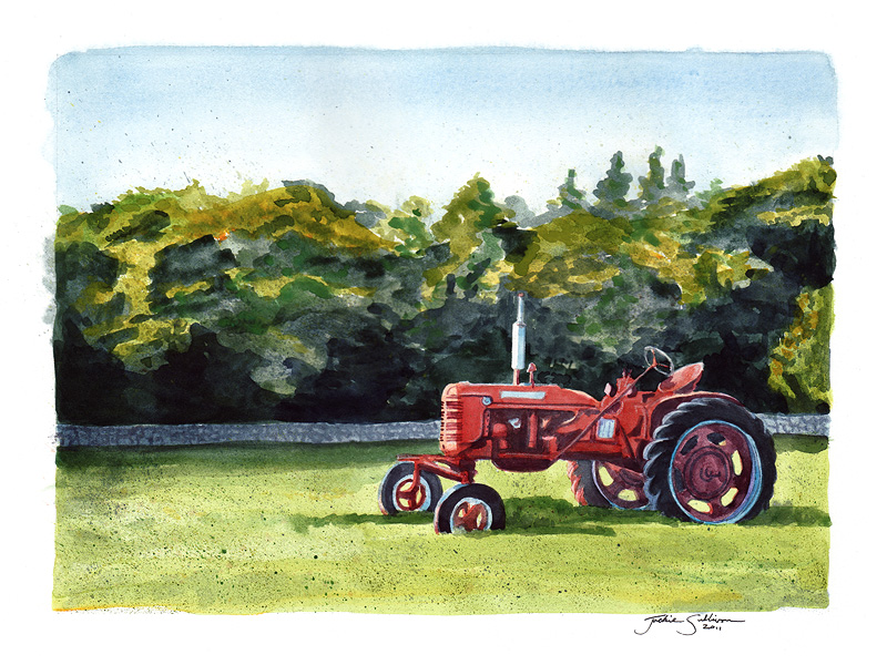 Jackie Sullivan Sketch Blog West Tisbury Tractor new watercolor
