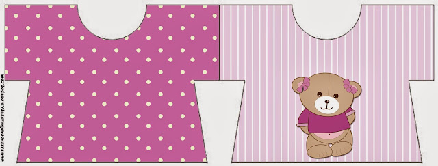 Cute Girl Bear in Lilac: Free Printable Invitations. Cute Girl Bear in Lilac T-shirt Invitation.