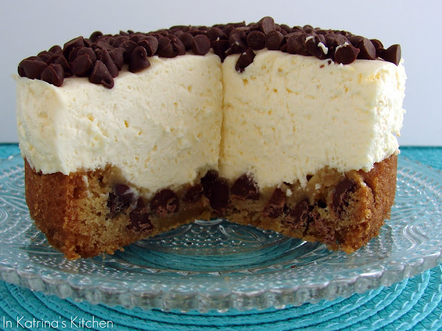 Chocolate Chip Cookie Dough Cheesecake #recipe from @katrinaskitchen