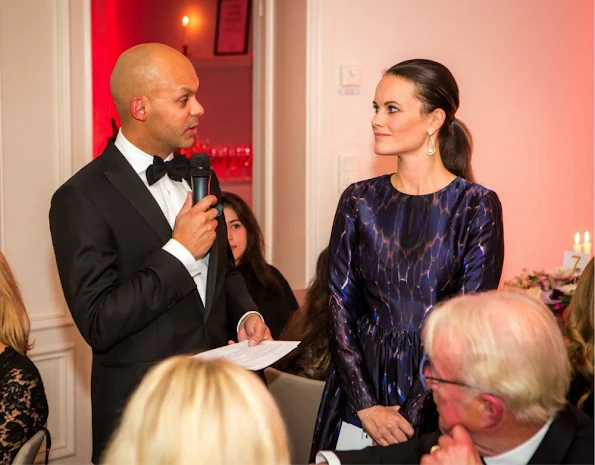 Princess Sofia Hellqvist wore a dark blue By Malina Meryl dress at the donation dinner for Project Playground.