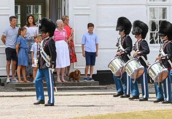 Queen Margrethe, Prince Frederik, Princess Mary, Prince Christian, Princess Isabella, Vincent, Princess Josephine and Queen Anne Marie