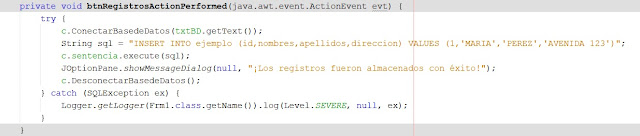 Insertar registro desde java en mysql