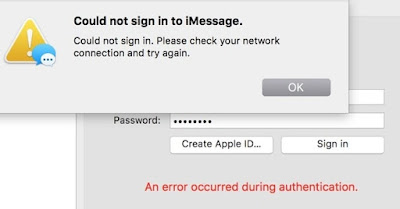 iMessage activation error on Mac - An error occurred during activation. Try again