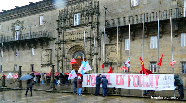 Crise europeia - greve do Parador de los reyes Católicos, em Santiago de Compostela
