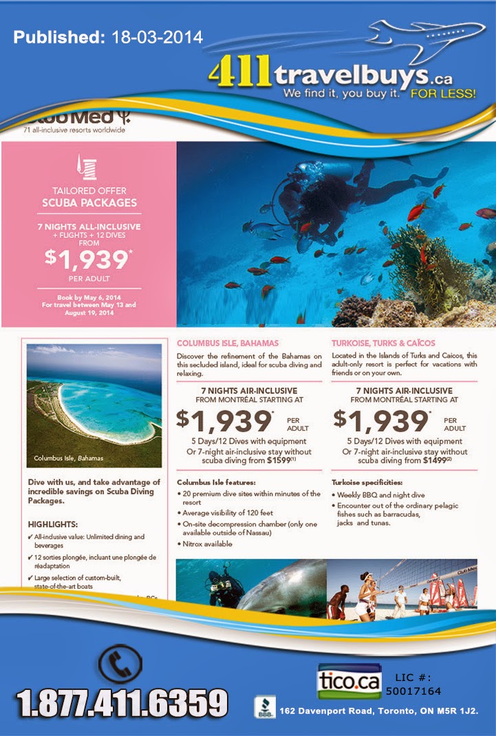 411 travelbuys Blog 411travelbuys.ca Scuba & Stay Packages 411