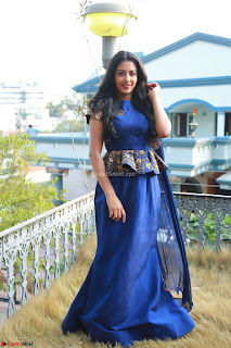 Daksha Nagarkar in Blue Anarkali Dress At Lakme Summer Resort January 2017 Pre Show Press Meet  (181)