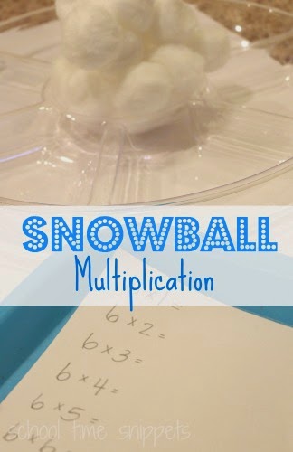 Snowball Multiplication using cotton ball manipulatives