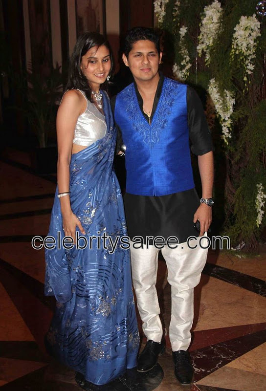 Ash Color Saree at Genelia Sangeet