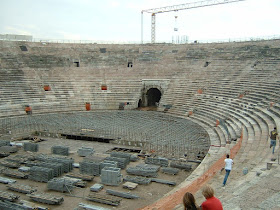 Stage construction under way at the Arena di Verona 