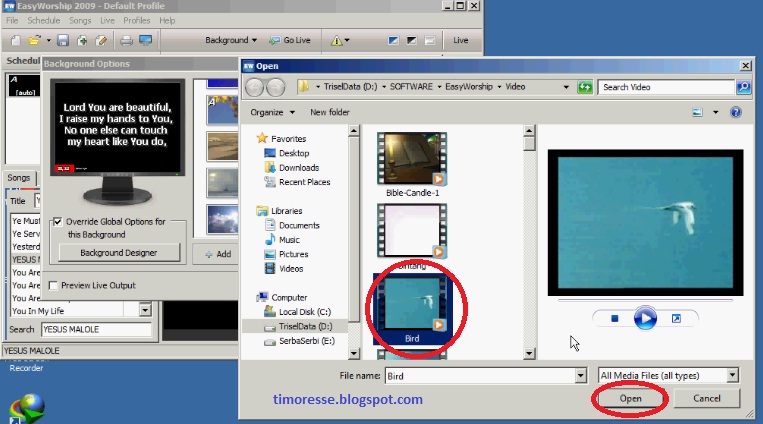 Love Timor Seri Easyworship Menambah Background Ke