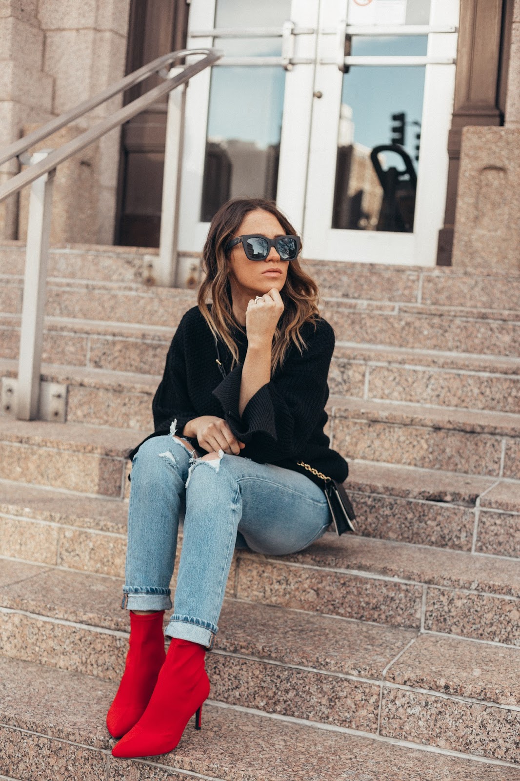 Red Stiletto Booties  by popular Denver fashion blogger Eat Pray Wear Love