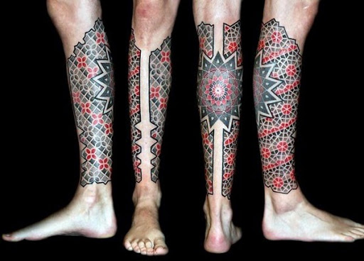 Geométricas Mandala Perna Tatuagem