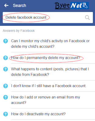 Click on permanetly delete account delete-facebook-account