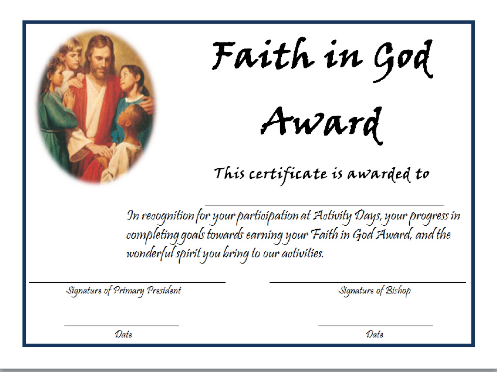 Primarywork Faith in God Award