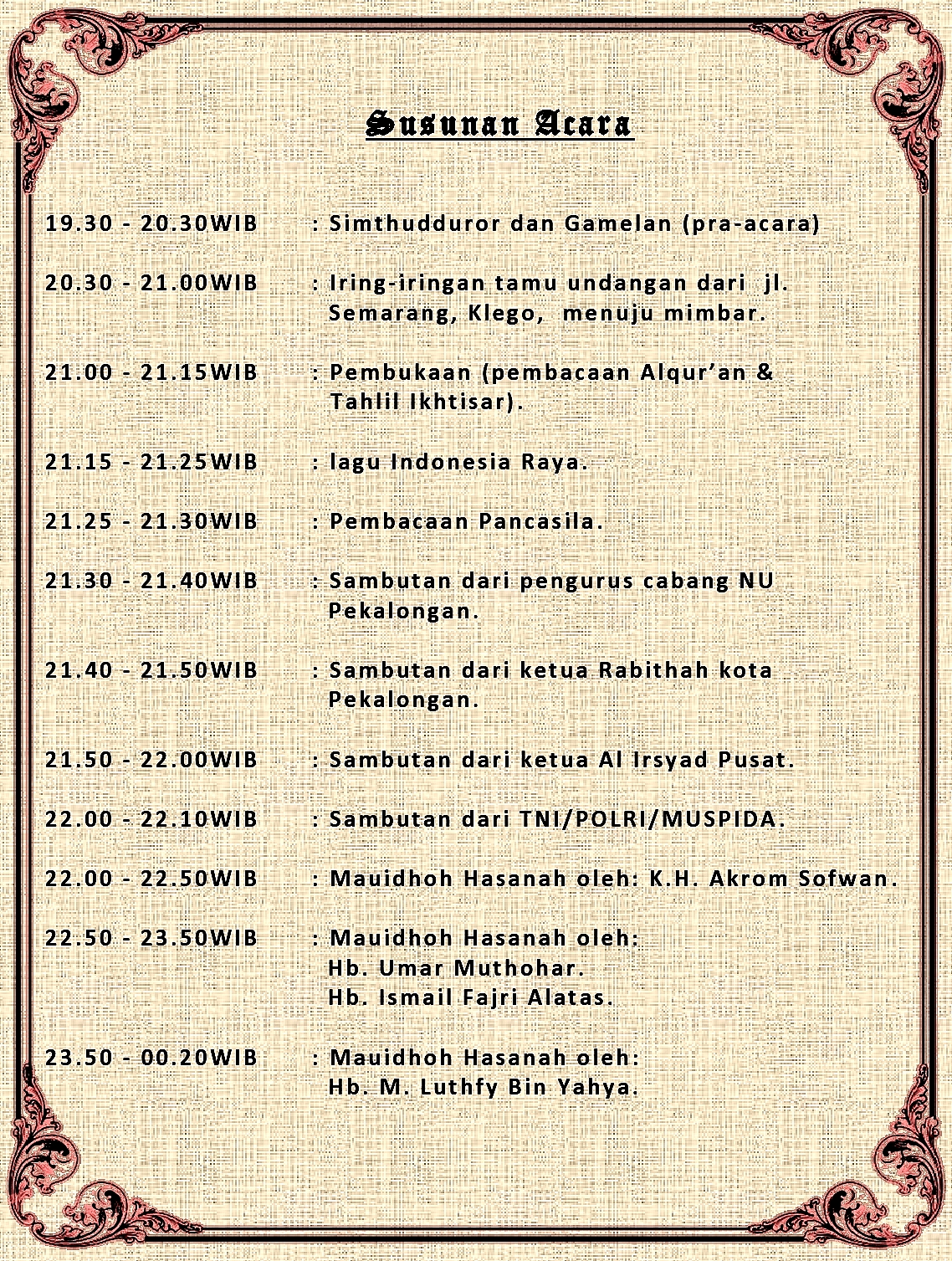  Reuni  Keluarga Susunan  Acara 