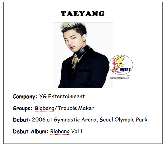 MISS I: Taeyang Profile/Biodata (K-TALK)