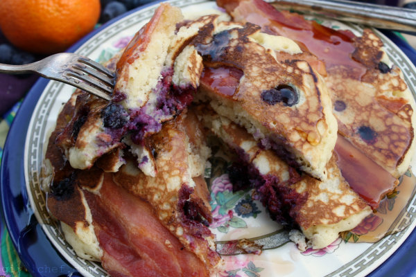 Brown Butter-Blueberry-Bacon Pancakes