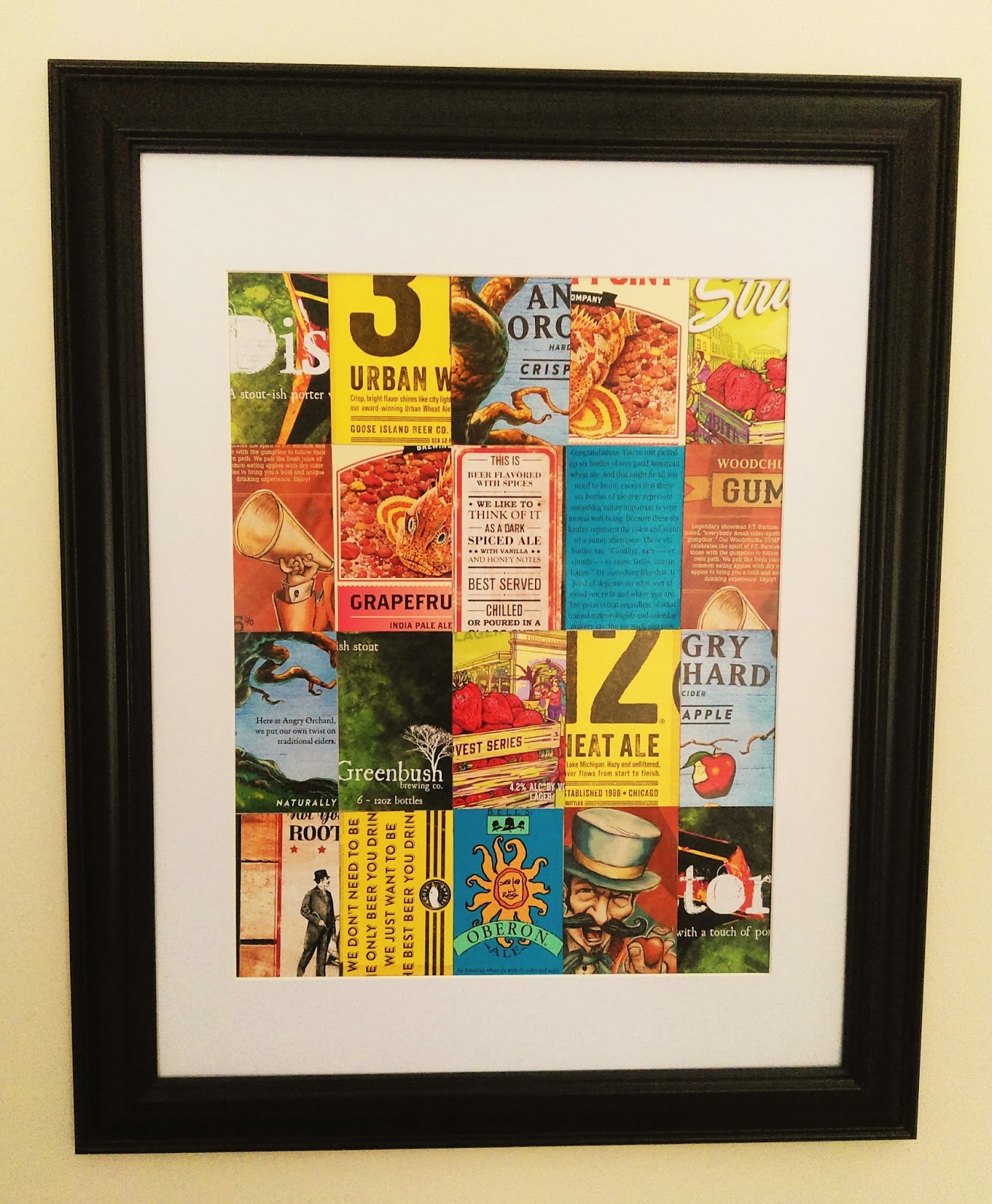 Kristen Getting Crafty Craft Beer Collage Wall Hanging I Just Love The Artwork On Craft Beer Boxes Came Up With This Idea To Preserve In A Wall Hanging Cut And Measured Each Rectangle Made